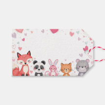 Valentinstags-Tüten-Tags für Kinder | Süße Tiere