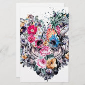 Valentinstagschädel mit Herzen Briefpapier (Vorne/Hinten)