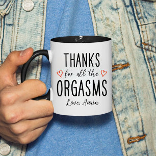 Valentinstagsgeschenk, Danke für all die Orgasmen Zweifarbige Tasse