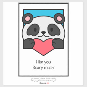 Valentinstagskarte Freunde Panda Herz Aufkleber