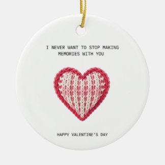 Valentinstagskarte – Gestrickeltes Herzdesign Keramik Ornament