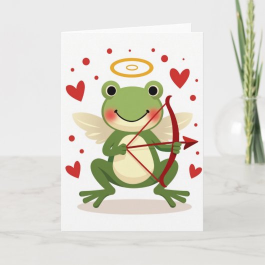 Valentinstagskarte mit Cupid-Frosch Karte (Vorderseite)