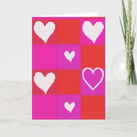 Valentinstagskarte mit gewebten Herzen Karte (Vorderseite)