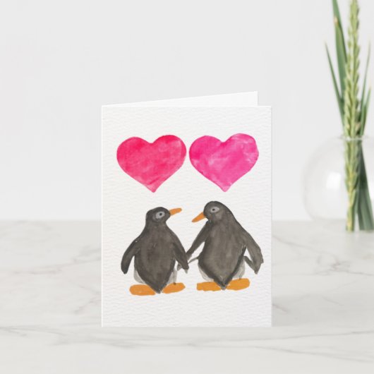Valentinstagskarte mit Pinguinliebe Dankeskarte (Vorderseite)