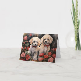 Valentinstagskarte mit Pudel-Welpen Karte