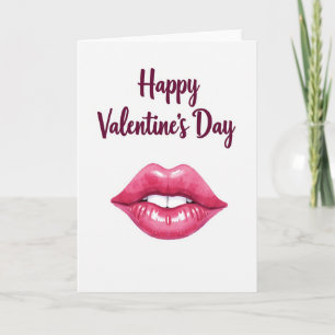 Valentinstagskarte mit rosa Lippen zum Küssen Karte