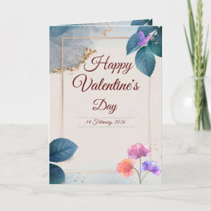 Valentinstagskarte mit Schmetterlingen und Blumen Feiertagskarte
