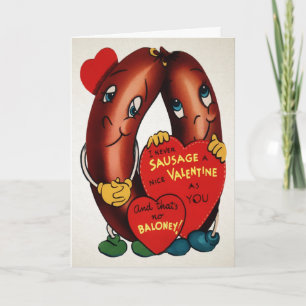 Valentinstagskarte mit Vintage-Wurst Feiertagskarte
