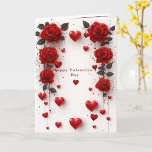 Valentinstagskarte Rote Rosen Rote Herzen Karte