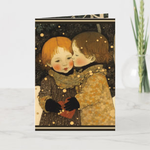 Valentinstagskarte süß im Wald Junge Mädchen Karte