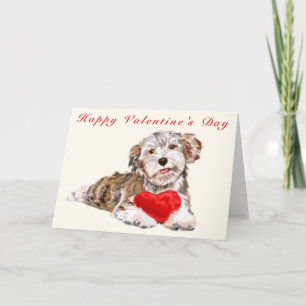 Valentinstagskarte Welpe mit Herzgeschenk Karte
