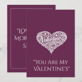 Valentinstagskarten Herzform Design Liebestext (Vorne/Hinten)