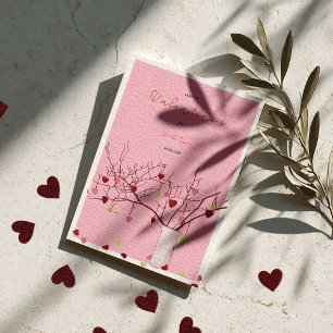 Valentinstagsparty – Herziger Zweig auf Rosa Feiertagskarte