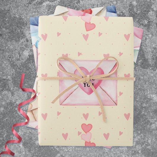 Valentinstüten und Herzen Geschenkpapier Set