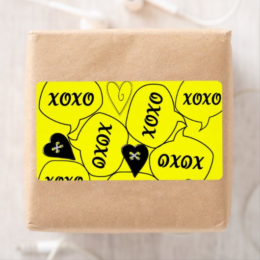 Valentintags Labels Gelbes Xoxo (Insitu)