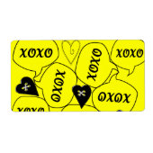 Valentintags Labels Gelbes Xoxo (Vorne)