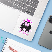 Valentintagskatzen Aufkleber (Laptop mit iPhone)