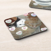 Valentintagskatzen Getränkeuntersetzer (Linke Seite)