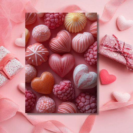 Valentinus Gruß in rosa Herzform Karte