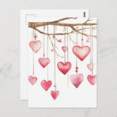 Valentinus Gruß von weißem und rosa Herz Postkarte (Vorne/Hinten)