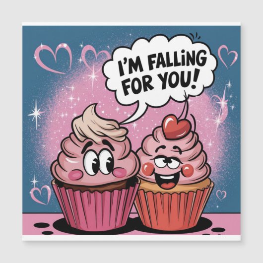 Valentinus rosa Cupcake Magnetkarte (Vorderseite)