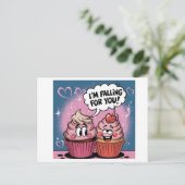 Valentinus rosa Cupcake Postkarte (Stehend Vorderseite)