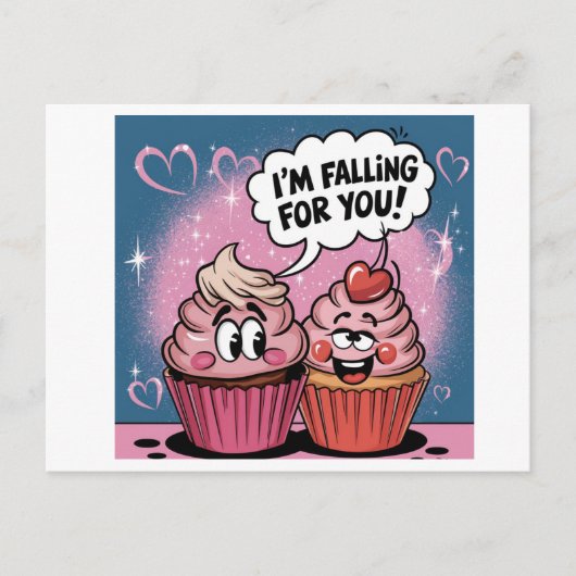 Valentinus rosa Cupcake Postkarte (Vorderseite)