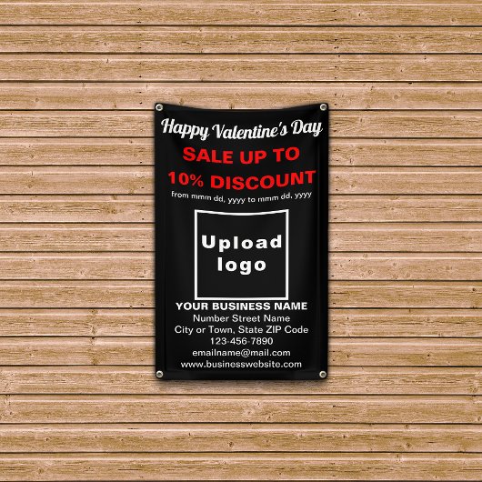 Valentinverkauf im Geschäft auf schwarzem Banner
