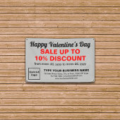 Valentinverkauf im Geschäft mit grauem Rechteck Banner