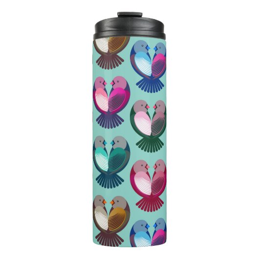 Valentinvögel in der Liebe Thermosbecher (Vorderseite)