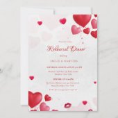 Valentne pink and red heart Rehearsal Dinner Einladung (Vorderseite)