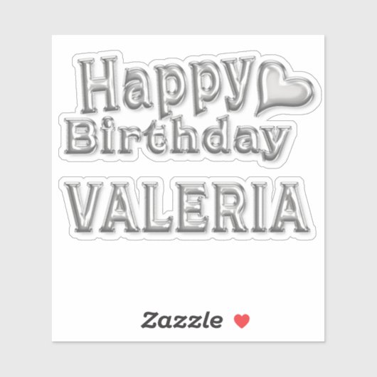 Valeria Happy Birthday silver Aufkleber Sticker (Blatt)