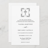 Valeria Modern Black Script Wedding mit UAWG Einladung (Vorne/Hinten)