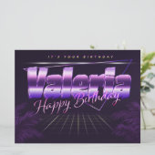 Valeria Name Vorname lila retro Karte Geburtstag (Stehend Vorderseite)