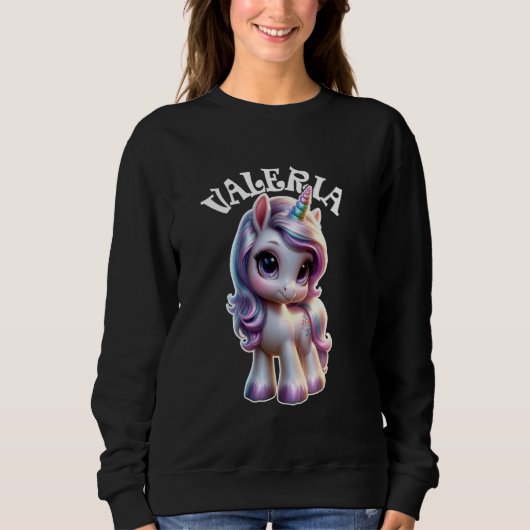 Valeria Niedlich Unicorn Design für Mädchen Sweatshirt (Vorderseite)