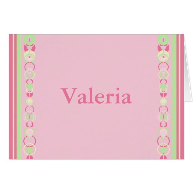 Valeria Pink Modern Circles Card (Vorderseite (Horizontal))