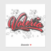 Valeria red Heart Graffiti Aufkleber Sticker (Blatt)