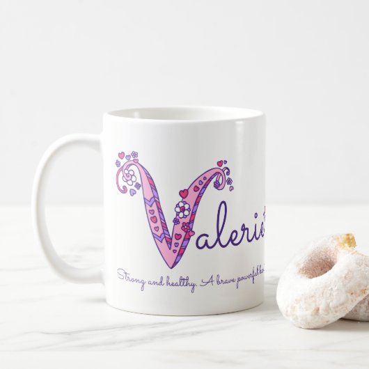 Valerie dekorative V Monogramm-Tasse Kaffeetasse (Mit Donut)