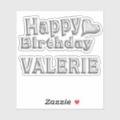 Valerie Happy Birthday silver Aufkleber Sticker (Blatt)