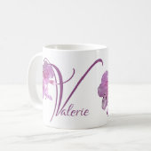 Valerie Name Rosa Blütenrosa Blütenboho Spaß Kaffeetasse (Vorderseite Links)