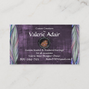 Valerie's Feather Wings Ohrringe Business Card Visitenkarte