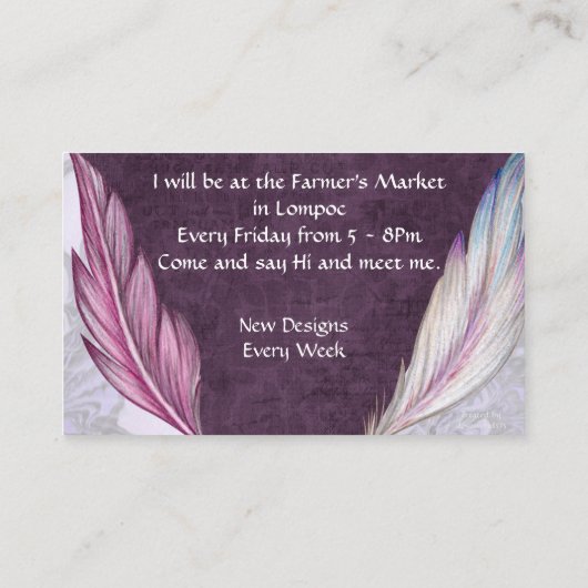 Valeries Feder Wings Visitenkarte (Rückseite)