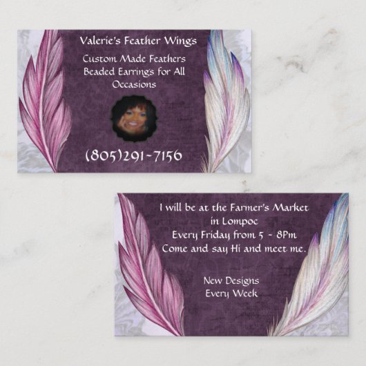 Valeries Feder Wings Visitenkarte (Vorne/Hinten)