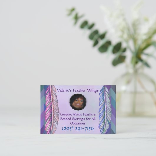 Valeries Feder Wings Visitenkarte (Stehend Vorderseite)