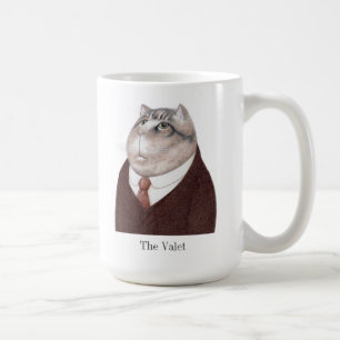 VALET CAT hohe weiße Tasse + Text