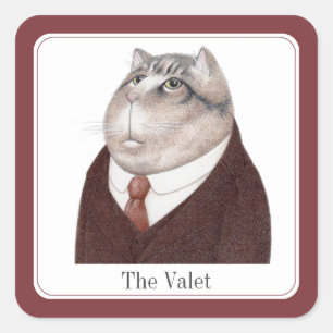 VALET CAT Kleiner Quadrat-Aufkleber + Text Quadratischer Aufkleber