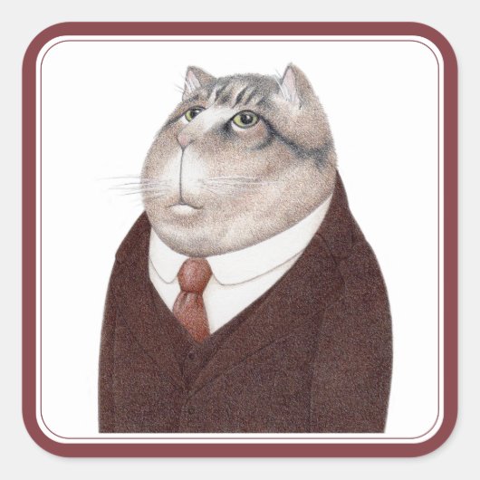 VALET CAT Large Square Stickers (Vorderseite)