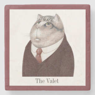 VALET CAT Marble Stone Untersetzer + Text