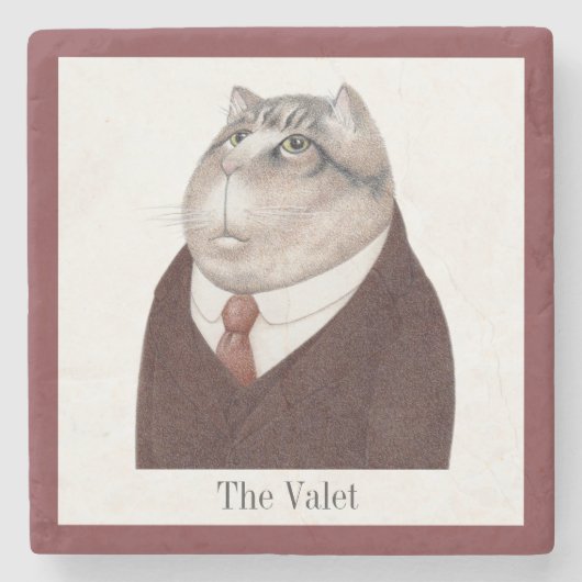 VALET CAT Marble Stone Untersetzer + Text (Vorderseite)