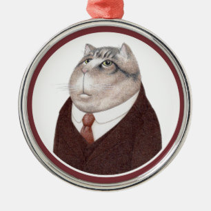 VALET CAT Premium Round Ornament Aus Metall